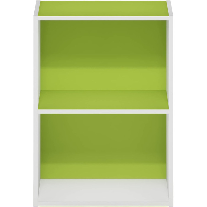 Ярусна книжкова шафа Furinno Luder з відкритою полицею, зелена/біла, зелена/біла 2-ярусна, 2-