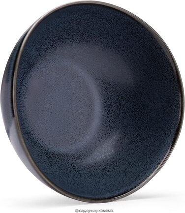 Миска Konsimo 6 шт. TIME BLACK - Тверда порцеляна, реактивна глазур - Можна мити в посудомийній машині та в мікрохвильовій печі - Неправильна форма - 17,5 см Чорний/сірий/синій