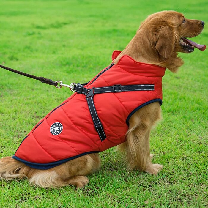 Куртки для собак Aiboria на зиму вітрозахисні водонепроникні, одяг 2 в 1 для холодної погоди, зимова куртка для цуценят, жилет для маленьких собак (Червоний, XL)