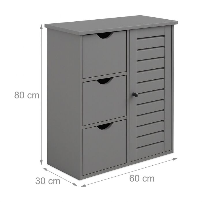 Шафка для ванної кімнати Relaxdays з 3 висувними ящиками