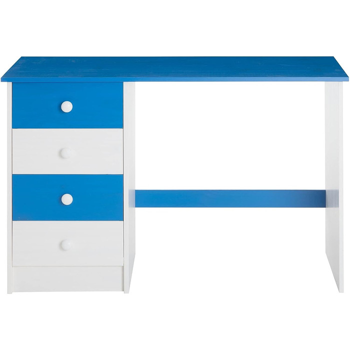 Письмовий стіл IDIMEX ARNE, сосна, 4 шухляди, білий/синій, поза часом
