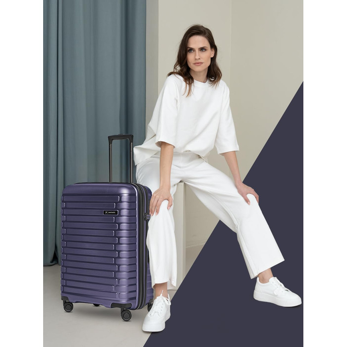 Набір валіз Pactastic Hartschalen 3-в-1: поліпропілен, розширювані, з TSA-замком (фіолетовий металік)
