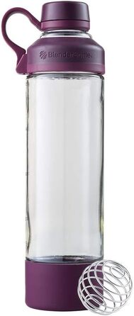 Скляна пляшка для пиття BlenderBottle Mantra, зі скляним отвором для пиття та BlenderBall, підходить як пляшка для йоги, пляшка для води та протеїновий шейкер, без бісфенолу А, масштабована до 530 мл, мл, рожево-рожева (слива, 2 шт. и (упаковка з 4 шт. ))