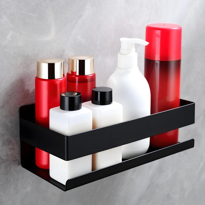 Підставка для душу без свердління - 2 шт., органайзер для ванної кімнати з нержавіючої сталі, полиця для душу, тримач для шампуню (1 упаковка, чорний)