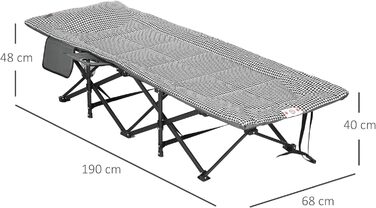 Похідне ліжко Outsunsun, розкладне ліжко кемпінгове ліжко з підсклянником, кемпінгове ліжко з сумкою, до 120 кг, для балкона, басейну, 68 x 186 x 48см Чорний