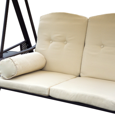 Гойдалка для трьох осіб у стилі Голлівуд з сонцезахисним навісом, бежево-коричнева, 121×208×172 см