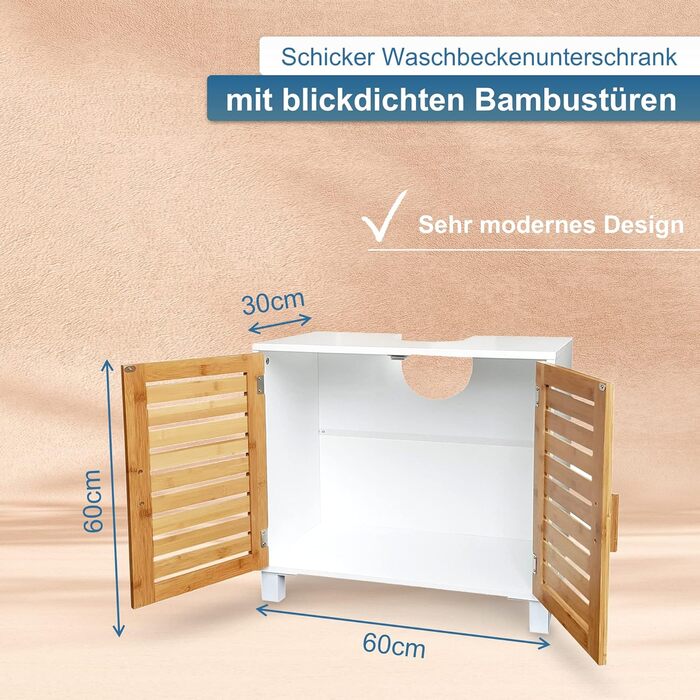 Тумба для ванної Osoltus Копенгаген Бамбук білий - 60x30x60 см