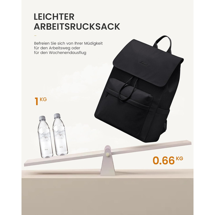 LOVEVOOK Рюкзак для жінок, 15.6 дюймів, рюкзак для школи, підлітки, водонепроникний, дівчатка, легкий, з відділенням для ноутбука, для подорожей, роботи, університету, повсякденного використання (17.3 дюйма, Чорний)