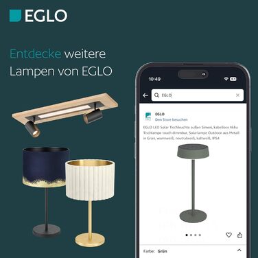 Торшер EGLO JAZMINIA – вінтажний торшер 45 см, чорний та латунь, тканинний абажур, ретро дизайн, метал, патрон E27, LED сумісний, вимикач на кабелі