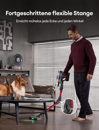 Бездротовий акумуляторний пилосос Ultenic U16 Flex: 550W, 50000Pa, 60 хв роботи, сенсорний екран, труба-кліпса, док-станція, антизаплутування для твердих поверхонь, килимів та шерсті тварин