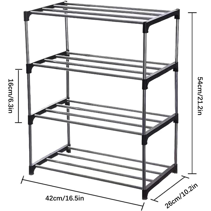 Невелика полиця для взуття, штабельована полиця для взуття, 4 рівня, місце для зберігання взуття, легка полиця для взуття, місце для зберігання, органайзер, посох