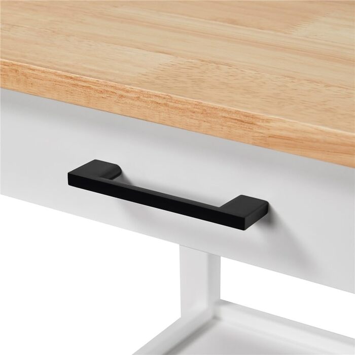 Кухонний візок Yaheetech на колесах з шафкою та полицею, 55x45x89 см, білий, у стилі кантрі