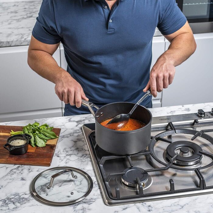 Набір посуду Ninja Foodi ZEROSTICK 5-piece з кришками, антипригарне покриття, алюміній, індукційний, для духовки та посудомийної машини, нержавіюча сталь, сірий