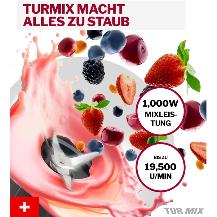 Бездротовий занурювальний блендер Turmix CX 422 з набором аксесуарів: чаша, подрібнювач, віночок, підставка – 1800W, Li-Ion, для універсальної кухні