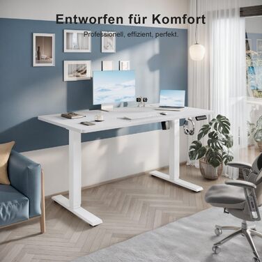 Регульований стіл, електричний, ергономічний, для дому та офісу, білий (150 x 60 см)
