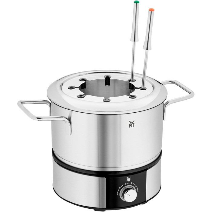 Електричний набір для фондю WMF Lono на 8 осіб: регулювання температури, індукційний горщик 1.2л, з нержавіючої сталі, з тримачем для виделок