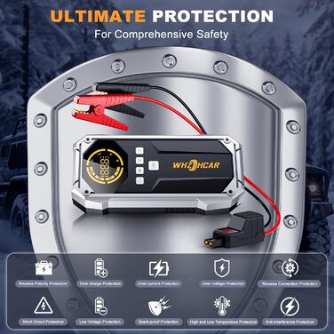 Powerbank Starthilfe 6000A з компресором та LED-ліхтарем: багатофункціональний пусковий пристрій для автомобіля (чорний)