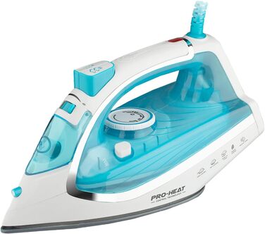 Парова праска з керамічною підошвою, самоочищення, 340 мл резервуар для води, 3000 Вт, автоматичне вимкнення (зелена/блакитна)