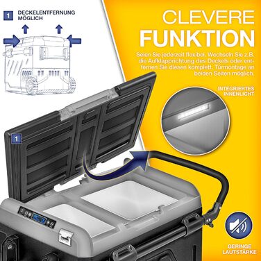 Автомобільний холодильник Tillvex Kompressor 40/50 л електричний з Wi-Fi та охолодженням до -20°C для авто, вантажівок, кемпінгу (12/24V, 230V, з акумулятором, чорний)