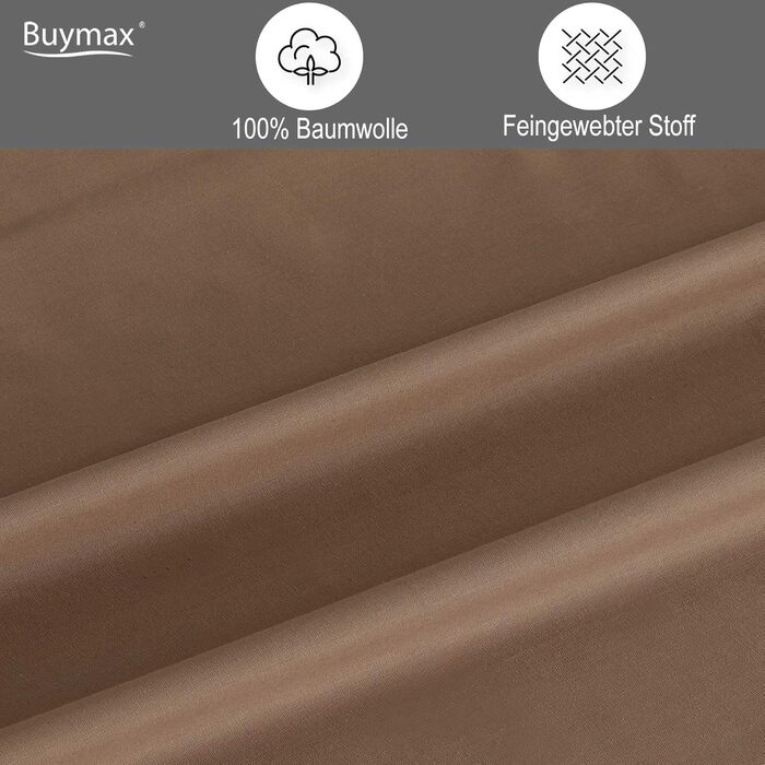 Постільна білизна BUYMAX 200x220 100 бавовна 3 шт. и, Oeko-TEX Renforc, блискавка, кремовий/нуга коричневий