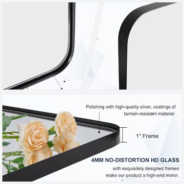 Дзеркало для ванної кімнати MOON MIRROR прямокутне з металевим каркасом, 50.8 x 71.1 см, чорний матовий