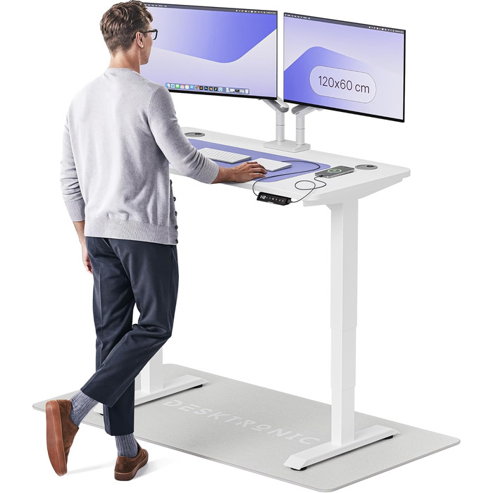 Електричний регульований стіл Desktronic HomePro 120x60 см – білий, з USB-портами