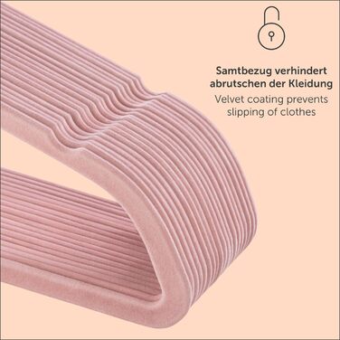 Набір вішалок для одягу Blumtal 50 шт. - обертаються на 360°, міцні, економія місця, не ковзають. Рожеві оксамитові вішалки з покриттям, 50 шт. Rosegold / Рожевий