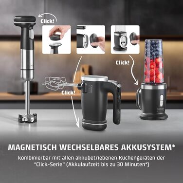 Ручний міксер CASO Click & Mix бездротовий, акумуляторний, для тіста, збитих вершків, соусів, 8 швидкостей (600-1200 об/хв)