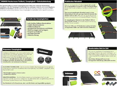 Похідне ліжко Cronos ORIGINAL Heckermann, кемпінгове ліжечко захисний чохол Модель RC-B-6A Camp - Матеріал Алюміній, поліестер (600D) - Складна конструкція - Технологія ALUCARBO
