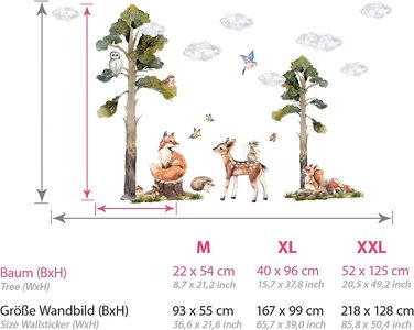 Наклейка на стіну Grandora, наклейка на стіну з лісовими тваринами для дитячої кімнати, наклейка на стіну DL772-4 (м - 93 х 55 см (ШхВ))