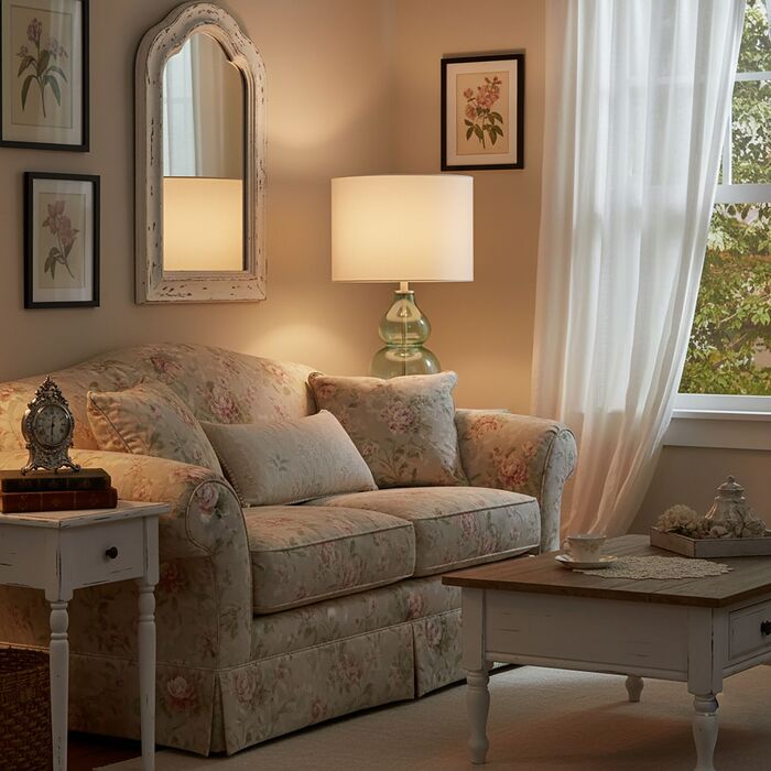 Лампа для столу Relaxdays зі скляною основою та тканинним абажуром