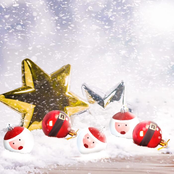 Різдвяні кульки, різдвяний візерунок, пластик, для підвішування, для ялинкових свят, вечірок та весільних прикрас (червоно-білий) 12 шт. 6CM-Cute, 12 шт., 6