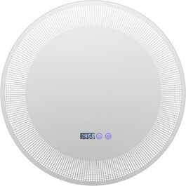 Дзеркало GOPLUS з підсвічуванням для ванної кімнати та вітальні, 3 кольори світла, антизапарник, годинник, температура, функція пам'яті, модель 3