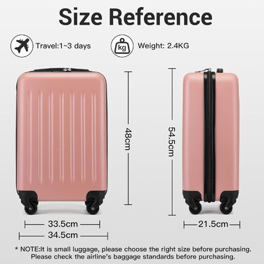 Чемодан-валіза KONO Hartschale на колесах 55 см (20 дюймів), Rosegold