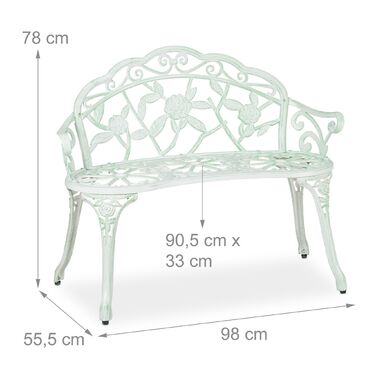 Relaxdays Садовий лавки Роза біло-зелений