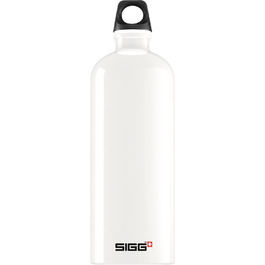 Вулична пляшка для пиття SIGG Traveller (1 л), що не містить забруднюючих речовин і герметична пляшка для пиття для піших прогулянок, легка спортивна пляшка для пиття з алюмінію (білого кольору)