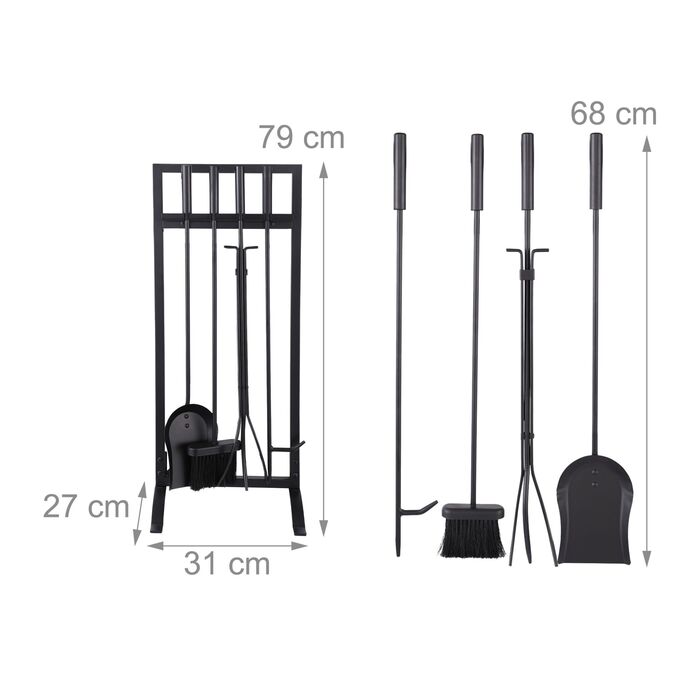 Набір для каміну Relaxdays, 5 предметів, кованого заліза