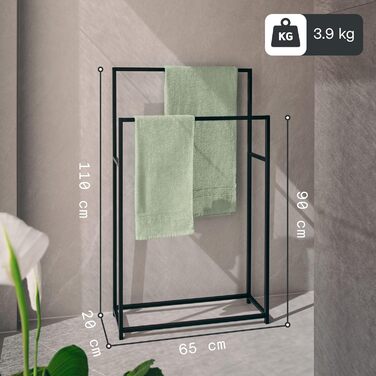 Підставка для рушників Gardeli® чорна, велика, сталева, 65x20x110 см, з покриттям з порошкової емалі