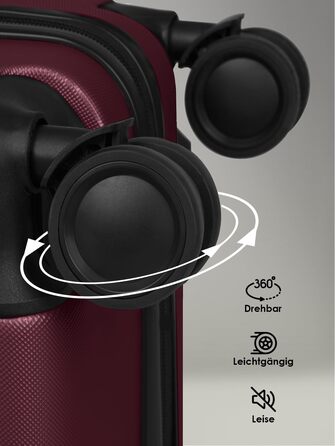 Набір валіз Smartbox Hartschalen 3 шт. для жінок та чоловіків | Легкі та міцні валізи з ABS-пластику | 4 колеса, кодовий замок (Edition 05) (Бургунді, валіза M (66 см))