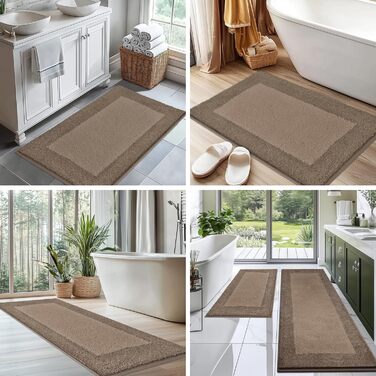 Килимок для ванної кімнати 60 x 150 см, неслизький, миючий, для душу, ванни та підлоги - сіро-коричневий