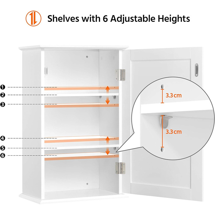 Шафа навісна Yaheetech з однією дверцятами, 35x21x55 см (білий)