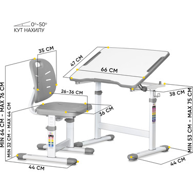 Комплект Evo-kids (стіл+стіл) Evo-07 Ergo Grey (арт. Evo-07 Ergo G)