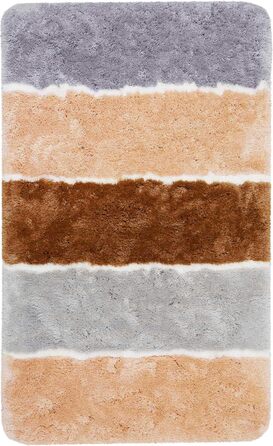 Килимок для ванної кімнати Rio Marina: м'який, пухнастий, антиковзний, 70 x 120 см, лосось/сірий/коричневий