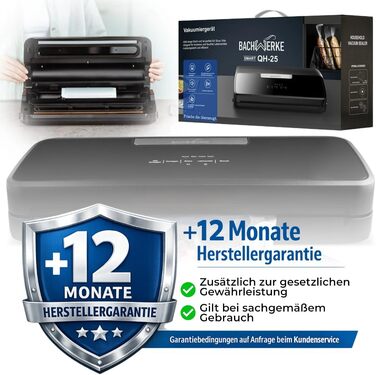 Вакууматор для продуктів BACHWERKE: вакуумний пакувальник з шириною шва 32 см, набором пакетів та рулоном плівки, чорний