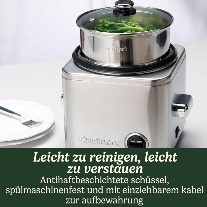 Мультикухонний комбайн Cuisinart Cook In 5 in 1: гриль, смаження, варіння, приготування на пару, тушкування | Антіпригарне покриття, знімні пластини та сковороди | Складається | Колір: Midnight Grey (Керамічна піч + пароварка (великий об'єм), нержавіюча с