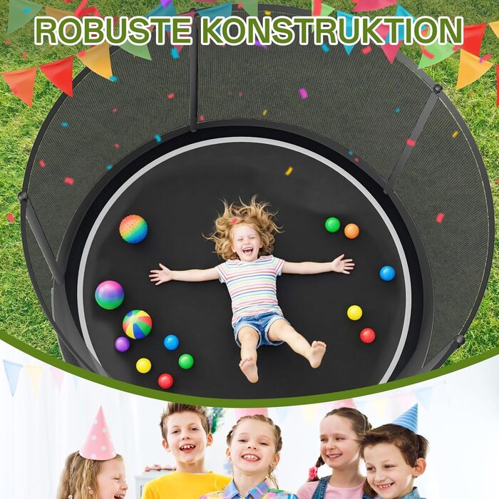 Батут JUMMICO вуличний з сіткою безпеки 183 см (чорний) - Комплект з аксесуарами для монтажу