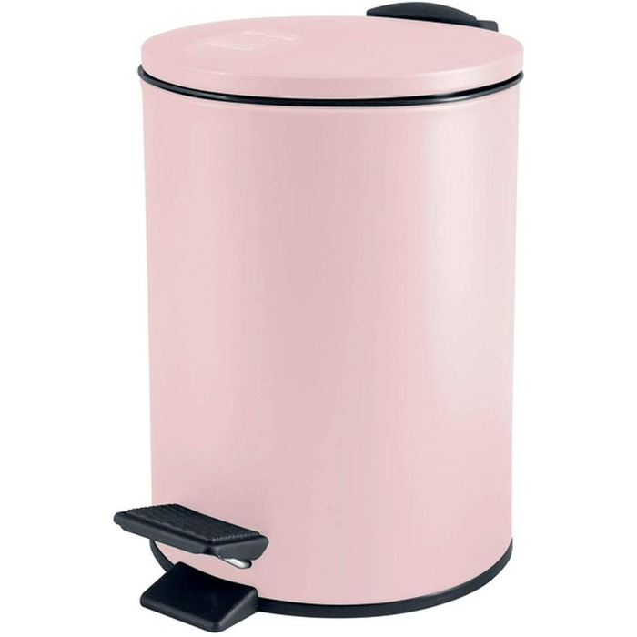 Косметичне відро Spirella об'ємом 5 літрів з нержавіючої сталі з автоматичним опусканням і внутрішнім відром Adelar для ванної кімнати, відро для сміття з м'якою кришкою, сіре (рожеве)