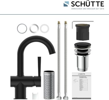 Змішувач для ванної SCHÜTTE 79710 LONDON з висувною лійкою, для миття волосся, однорідний, з комплектом для зливу, хром (чорний)