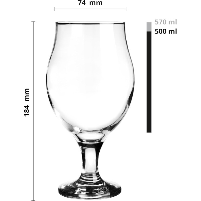 Набір келихів для пива Glasmark KROSNO 1992 Biertulpen 6 шт по 500 мл для Pils, Stout, коктейлів - для посудомийної машини
