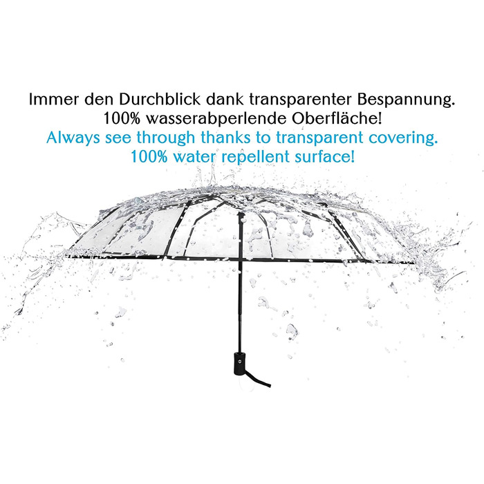 Зірка іскра парасолька прозора Ø98 см комфортна застібка автоматична складна маленька в кишені парасолька прозора для весілля сумки парасолька прозорі маленькі - край чорний